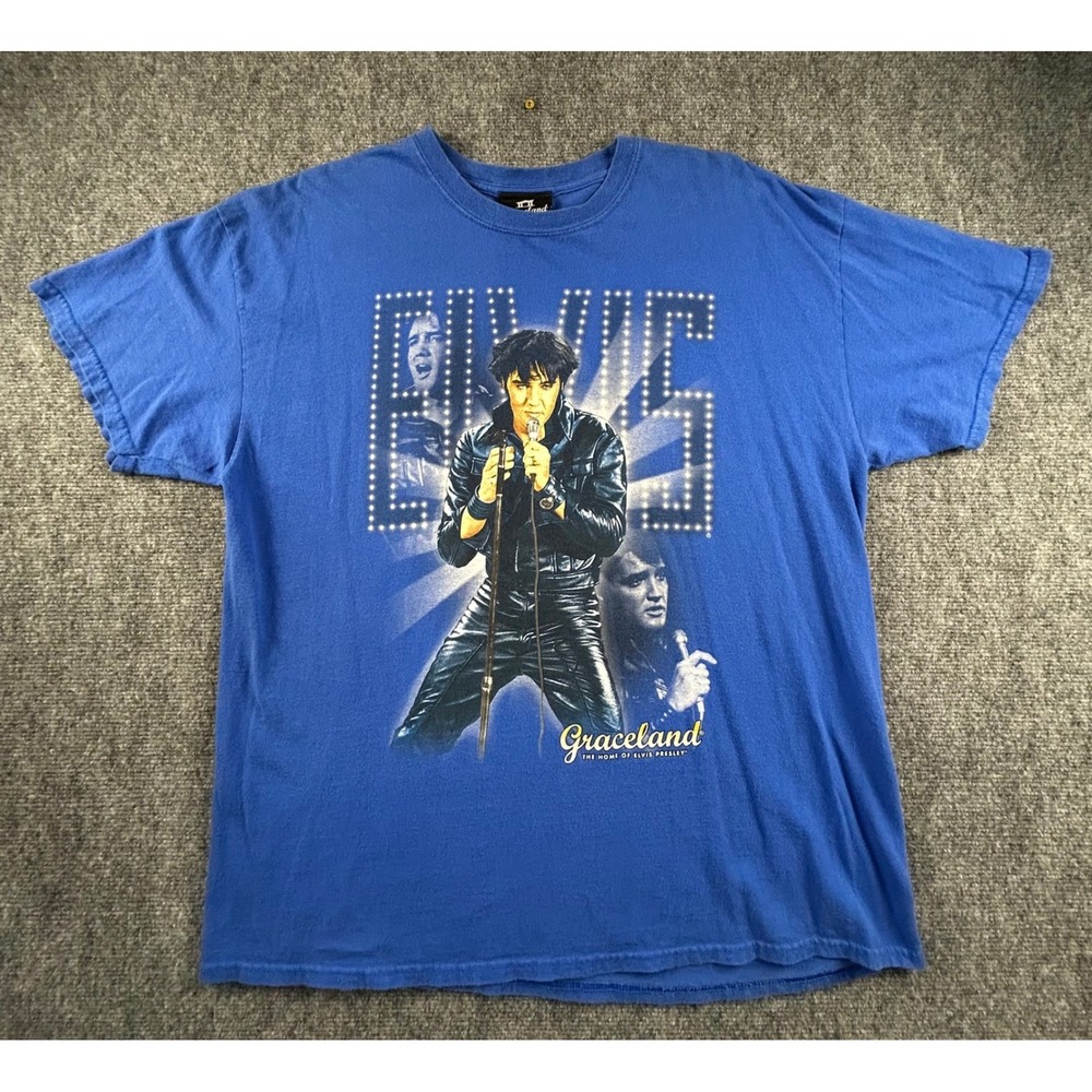 Elvis Presley Graceland T-Shirt XL Blue 1968 Comeback Special Graphic Tee 2015